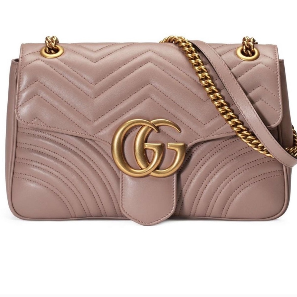 Gucci Taupe Shoulder Bag with Gold Accents